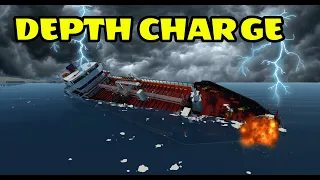Cargo Ship Unknowingly Drives Into Depth Charge Filled Waters - Stormworks Multiplayer