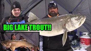 Ice Fishing for BIG Lake Trout at Bakers Narrows Lodge!