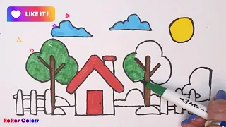 How to Draw and Paint How to draw & paint an easy house, casa fácil, einfaches Haus, maison facile