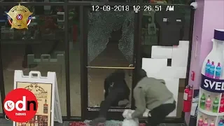 CCTV footage captures clumsy burglars raiding liquor shop