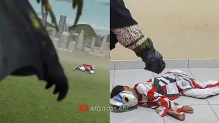 Ultraman Ribut Ayo Bangun Kalahkan Monster Halilintar || Tiru Aksi Upin Ipin