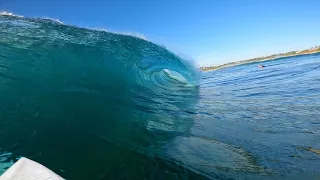 POV SURFING HOLLOW BARRELS AT WILD REEF SLAB! (RAW)