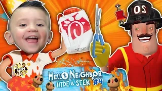 Hello Neighbor styles Shawn's Hair!! Fireman helps FGTEEV beat Hide N Seek Stage 3