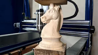 Chess Knight 3D Wood Carving CNC Router H1000GS - CauCau CNC1