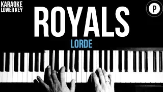 Lorde - Royals Karaoke SLOWER Acoustic Piano Instrumental Cover Lyrics LOWER KEY