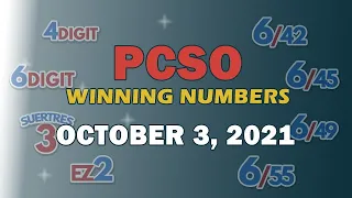 P155M Jackpot Ultra Lotto 6/58, EZ2, Suertres and Superlotto 6/49 | October 3, 2021