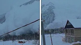 HUGE Avalanche Sweeps Past House | SHOCKING Avalanche!