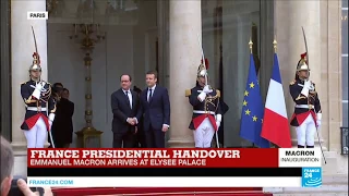 #France: Newly elected president Emmanuel Macron arrives at Elysée Palace