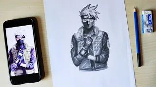 anime drawing kakashi/kakashi pencil drawing/powerful anime character drawing