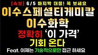 [이수화학][이수스페셜티케미칼] 6/5 (월) 다음주 대응! 정확히 '이 가격' 기회 온다