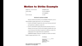 Self Represented Parties Information Series: Motion to Strike the Complaint