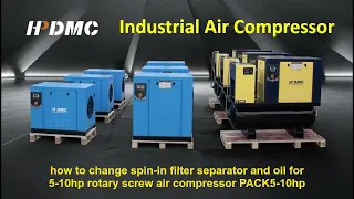 How to change spin-in filter separator and oil for 5-10hp rotary screw air compressor PACK5-10hp