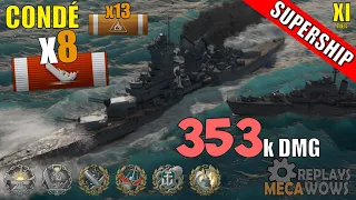 SUPERSHIP Condé 8 Kills & 353k Damage | World of Warships Gameplay