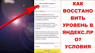 Как восстановить уровень в Яндекс.Про. Условия при восстановлении уровня Золото Платина