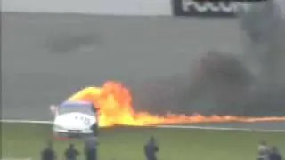 2003 Pocono 500 - Ken Schrader flip and fire