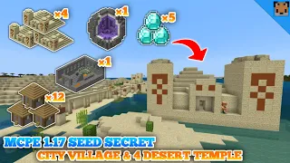Minecraft pe 1.17 seed secret - seed city village & 4 desert temple with diamond, stronghold !!