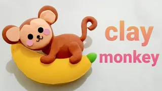 How to make a clay monkey on a banana by Gifted Hands | clay monkey