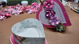 Anna Griffin enchanted 3D concentric dies, let's make a heart shaped candy box