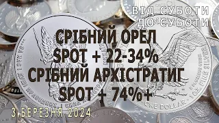 Порівнюємо ціни на інвестиційні монети. Від суботи до суботи. 3 березня 2024р.