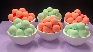 crushing balls 🍑🍏| Green and orange asmr baking soda