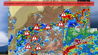 Schwere Unwetter am Dienstag & Donnerstag mit Starkregen, Hagel & Sturmböen! Wetter 18.6.23-23.6.23!