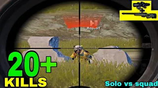 HE DIDN'T EXPECT THIS AWM SHOT | 20+ KILLS SOLO VS SQUAD | PUBG MOBILE