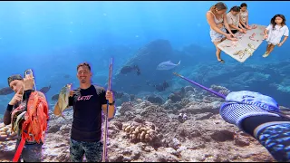 Bradda Jerm First Papio with the 3 Prong! / Hawaii Family Spearfishing Vlog