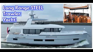 Check Out This STEEL Hull TRAWLER YACHT With A 4,000 NM Range!