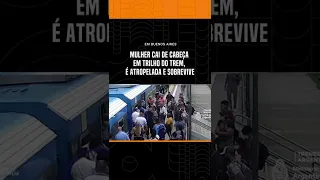 Mulher cai de cabeça em trilho do trem, é atropelada e sobrevive #Shorts