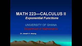 Math223: Exponential Functions