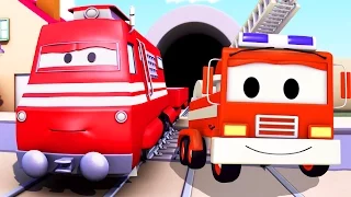 Troy o Trem e o Caminhão de Bombeiro na Cidade do Carro | desenhos animados para crianças