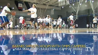 Harrison Barnes Shoots Hoops with DMPS Campers