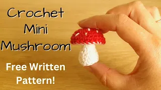 How To Crochet A Mini Mushroom, Crochet Mushroom, Crochet Toadstool