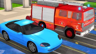 Choose The Right Door With Tires Fire Truck, Car, School Bus, Tractor, JCB 3D Vehicles Game