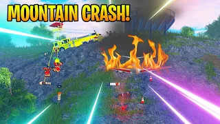 PLANE CRASHES INTO SIDE OF MOUNTAIN! *ROPE RESCUES!* ER:LC Roblox Roleplay