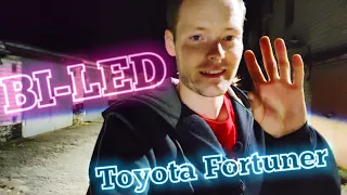 Светодиодные BI-LED линзы на Toyota Fortuner