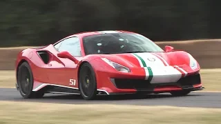 710hp Ferrari 488 Pista Sound In Action - Acceleration, Fly Bys & Downshifts