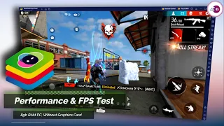 BlueStacks 5 - Free Fire Performance & FPS Test on 8gb RAM PC Without Graphics Card