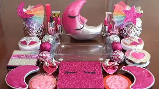 "Speacial Galaxy Pink"Mixing Eyeshadow,Makeup and glitter Into Slime!Satisfying Slime Video!★ASMR★