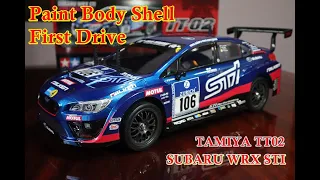 How to Paint body shell and First Run of TAMIYA TT02 SUBARU WRX STI SBR CHALLENCE