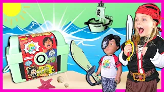 Kin Tin goes on a Pirate Scavenger Hunt to find Treasure!! Ryan's World Hide and Seek Adventure