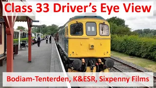 Class 33 drivers eye view (cab ride, footplate ride) 'Crompton' diesel D6587 / 33202 on the KESR.