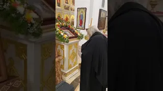 Старец Илий служит литургию