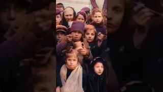 People outside a Soup Kitchen in Prague, 1919 - Restored Footage