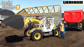 Farming Simulator 19 - LIEBHERR TL 436-7 Telehandler Loads The Dirt from The Construction Site