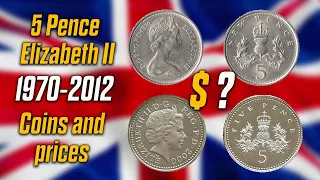 Queen Elizabeth II 5 Pence Coins: How Much do You Really Pay?