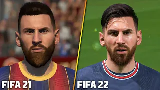 FIFA 22 vs FIFA 21 PSG Player Faces Comparison (next gen vs old gen) - Messi, Neymar, Mbappe, etc.