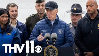 Biden tours collapsed Baltimore bridge where recovery effort has political overtones