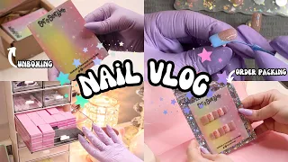 nail studio vlog | working on orders + making nail prep kits + order packing