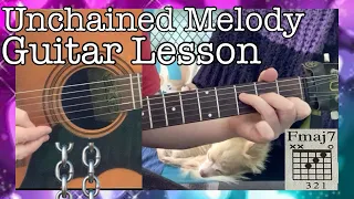 Unchained Melody Guitar lesson easy chords (with lyrics)